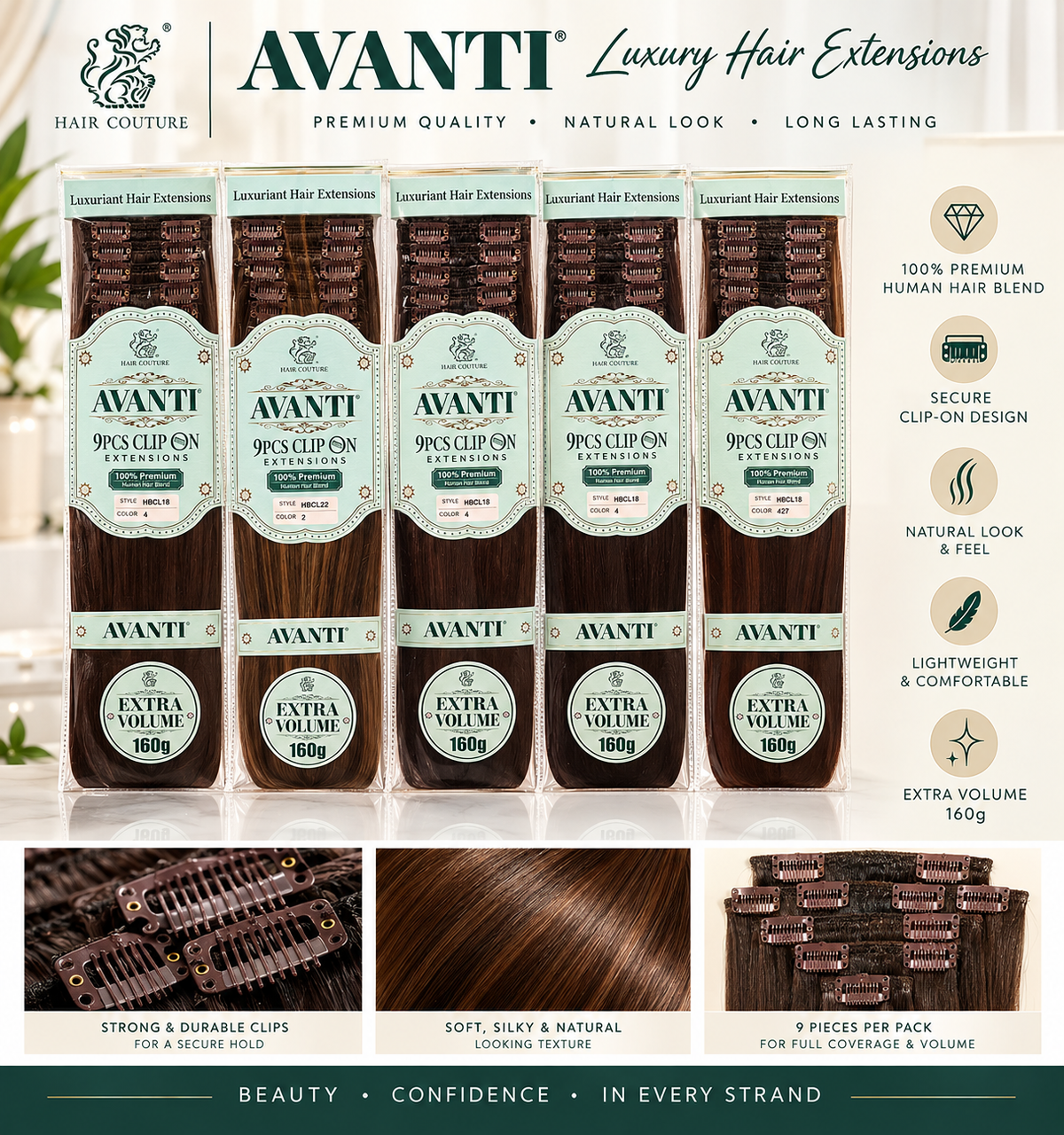 Avanti 9 pc clip on extensions 180g