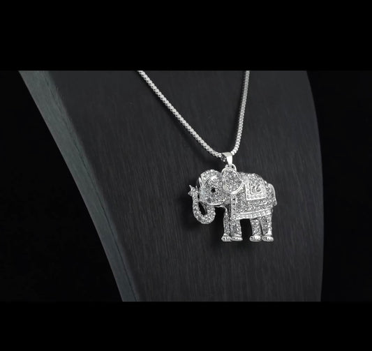 Crystal Studded Pendant Elephant with 24" Chain - Pure n Tru Beauty Supply