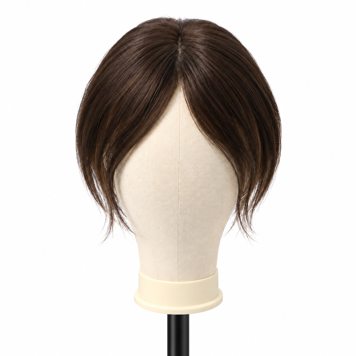 4 Clips Wide Silk Base 8" Dark Brown Topper For Thinning Hair