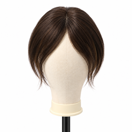 4 Clips Wide Silk Base 8" Dark Brown Topper For Thinning Hair