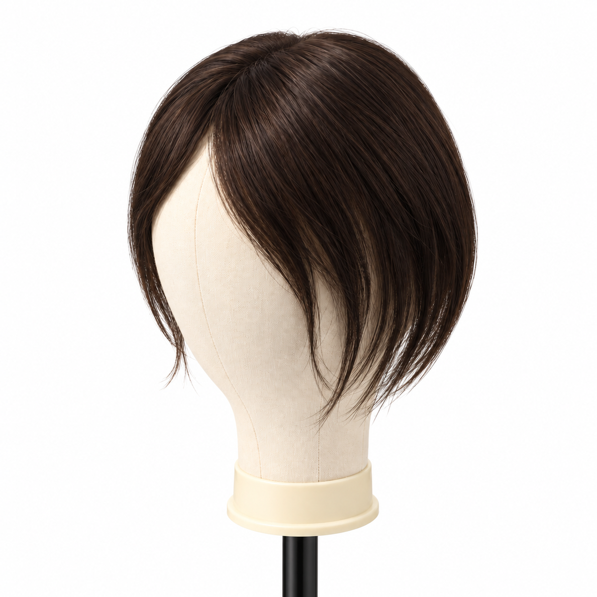 4 Clips Wide Silk Base 8" Dark Brown Topper For Thinning Hair