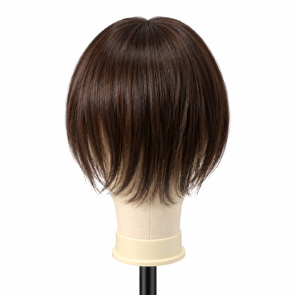 4 Clips Wide Silk Base 8" Dark Brown Topper For Thinning Hair