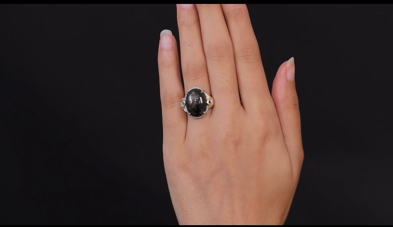 Karis Matrix Silver Shungite and Simulated Diamond Ring in 18K YG Plated and Platinum - Pure n Tru Beauty Supply