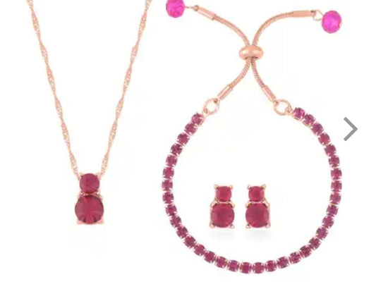 Fuchsia Austrian Crystal Jewelry Set - Pure n Tru Beauty Supply