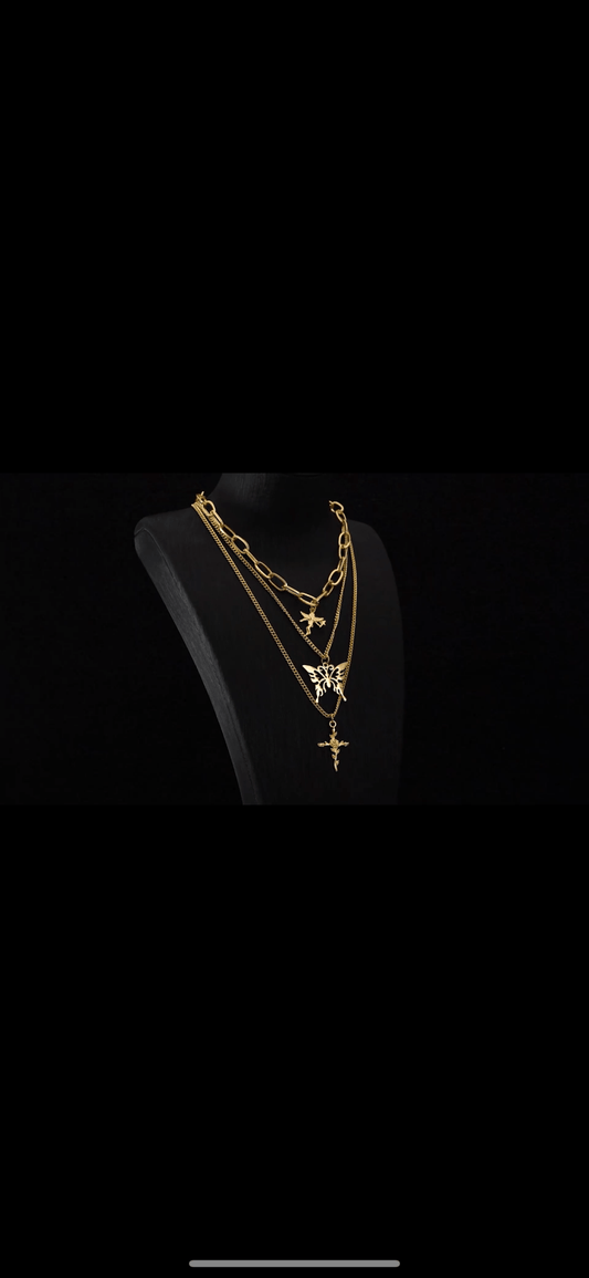 Three Layered Charm Necklace - Pure n Tru Beauty Supply