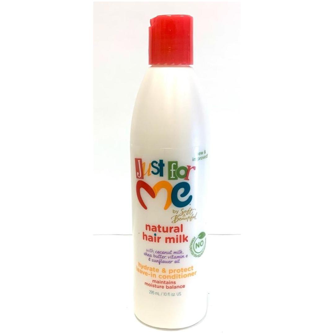 JUST FOR ME NATURAL HAIR MILK WITH COCONUT MILK, SHEA BUTTER, VITAMIN E & SUNFLOWER OIL HYDRATE & PROTECT LEAVE - IN CONDITIONER - Pure n Tru Beauty Supply