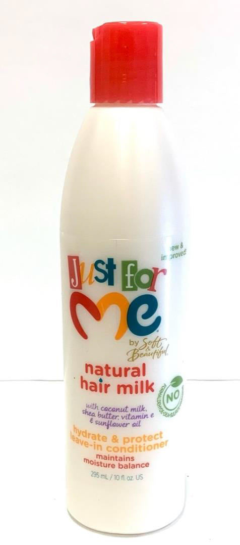 JUST FOR ME NATURAL HAIR MILK WITH COCONUT MILK, SHEA BUTTER, VITAMIN E & SUNFLOWER OIL HYDRATE & PROTECT LEAVE-IN CONDITIONER