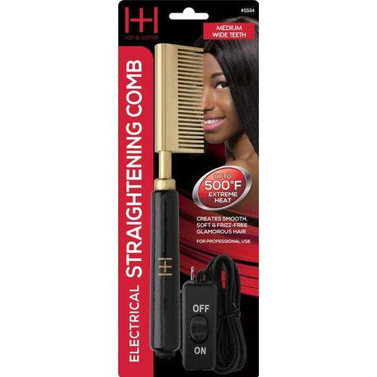 Hot & Hotter Straightening Comb Medium Straight Teeth - Pure n Tru Beauty Supply