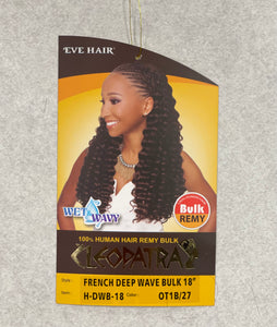Cleopatra 100% Human Hair Remy Bulk Braiding French Deep Wave 18"