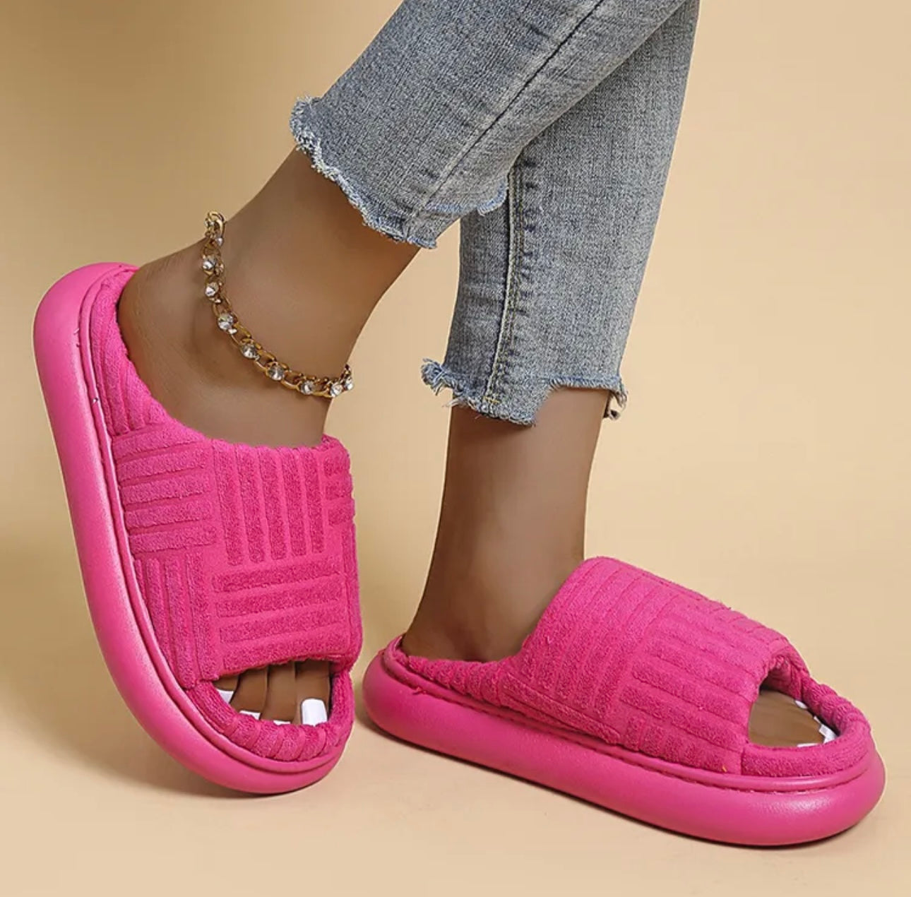 Suede Open toe slides
